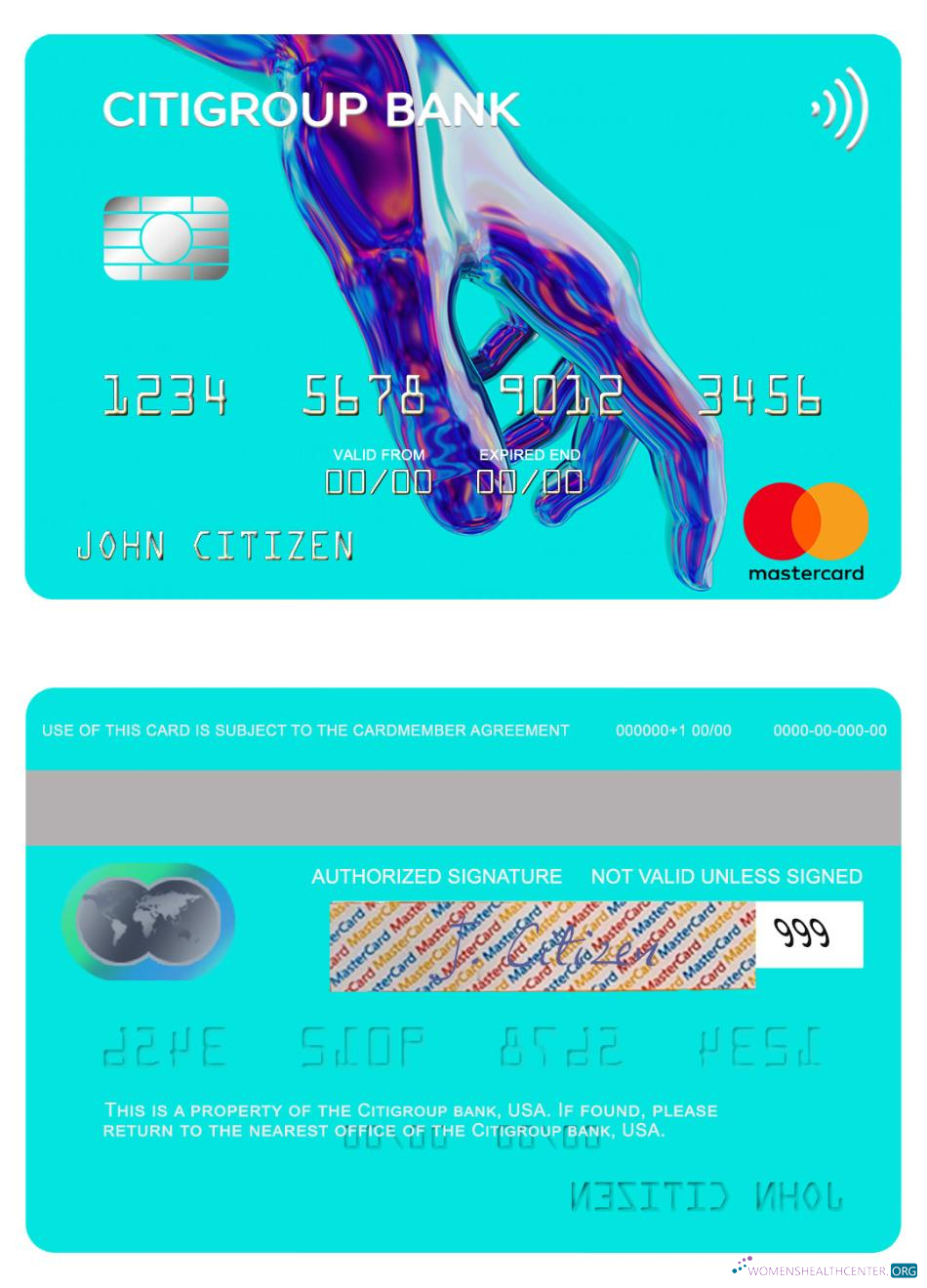 Download USA Citigroup Bank mastercard Photoshop template